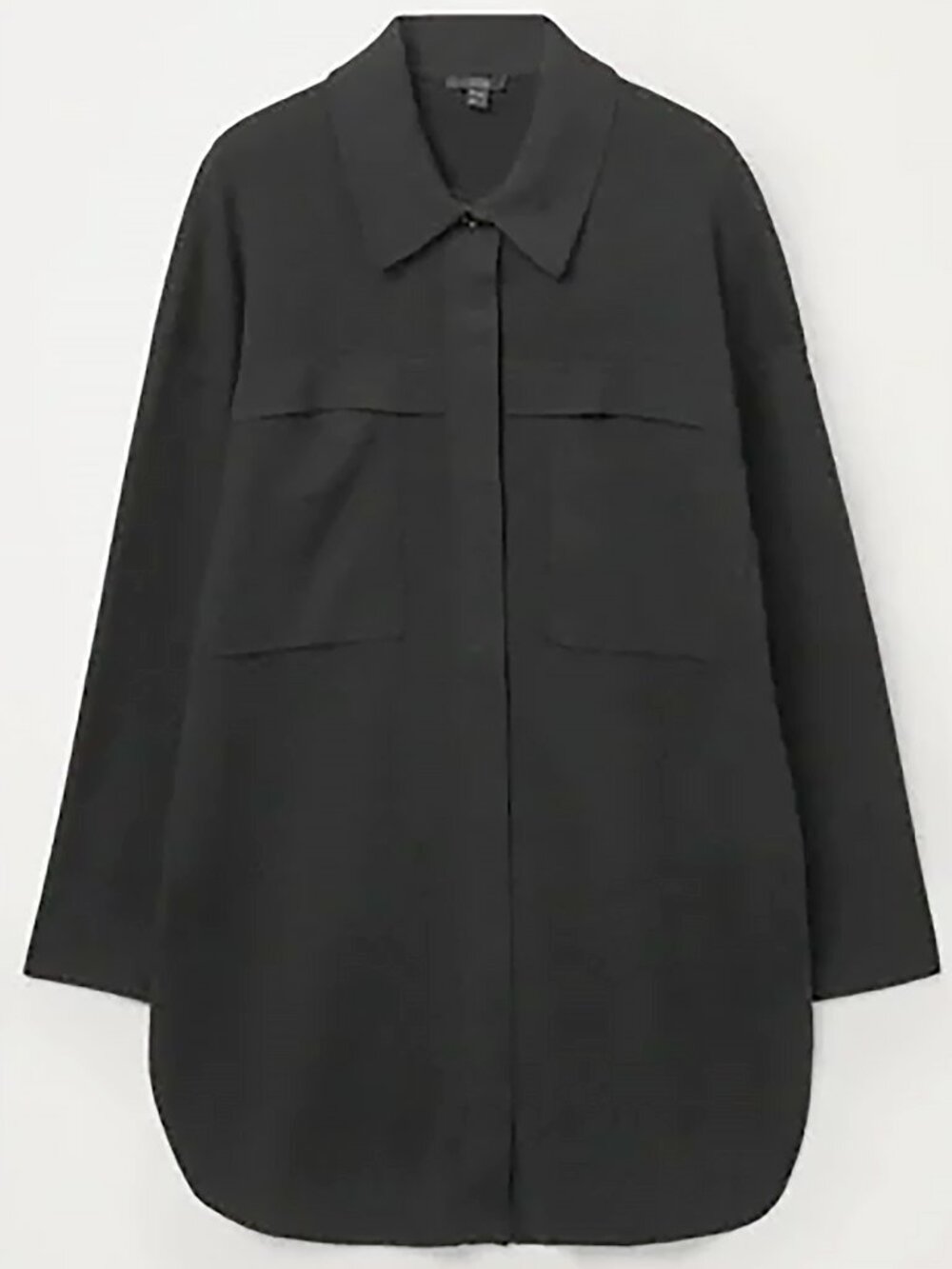 COS Knitted Tunic Shirt Jacket Oversized Boyfriend Sweater Shacket Black